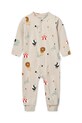 Liewood śpioszki bawełniane niemowlęce Birk Printed Pyjamas Jumpsuit Produkt niemowlęcy beżowy LW19856