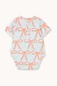Детское боди из хлопка Tinycottons BOWS BODY SS25.028 голубой SS25