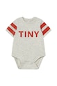 Tinycottons body din bumbac pentru bebelusi STRIPES LOGO BODY SS25.146 gri SS25