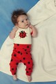 Mini Rodini body din bumbac pentru bebelusi Ladybugs 2524011311 bej