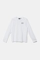 Dětské bavlněné tričko s dlouhým rukávem EA7 Emporio Armani kulatý bílá 7B000021.AF10378