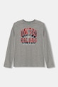 Otroška bombažna majica z dolgimi rokavi United Colors of Benetton Okrogel siva 3I1XC10N5.G.Seasonal