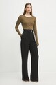 Pinko longsleeve din bumbac 105002.A2IA verde SS25
