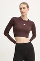 Лонгслив для тренировок adidas Performance Hyperglam slim коричневый IX3247