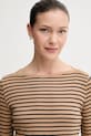 Bavlněné tričko s dlouhým rukávem United Colors of Benetton hnědá 30YSD109W