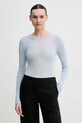 Samsoe Samsoe longsleeve din amestec de lana SADOU uni albastru F10000014
