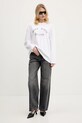Miss Sixty longsleeve din bumbac 6S1SJ37800 alb SS25