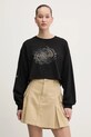 Vans longsleeve din bumbac print negru VN000MDBBLK1