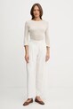 United Colors of Benetton longsleeve din amestec de in 38O0D109X bej SS25