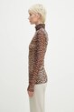 GANNI bluză Printed Mesh T4122 maro SS25