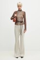 GANNI bluză Printed Mesh T4122 maro