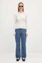 Vlnené tričko s dlhým rukávom Anine Bing Katrin Long Sleeve Sweater A.09.10875 béžová