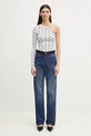 Marine Serre bluza Recycled Moon Jersey SS Asymmetric WTS014A.CJER0001 alb