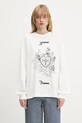GANNI longsleeve din bumbac Re-cut Heavy Jersey Charm bumbac alb T4139
