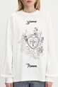 GANNI longsleeve din bumbac Re-cut Heavy Jersey Charm alb T4139