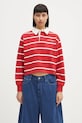 Sporty & Rich cotton sweatshirt Serif Logo Cropped Rugby Polo all-over print red ST008606300RE33