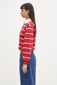 Sporty & Rich bluza bawełniana Serif Logo Cropped Rugby Polo ST008606300RE33 czerwony SS25