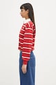 Sporty & Rich cotton sweatshirt Serif Logo Cropped Rugby Polo ST008606300RE33 red SS25