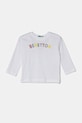 Otroška bombažna majica z dolgimi rokavi United Colors of Benetton Okrogel bela 3I1XG10HS.P.Seasonal