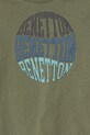 Băieți United Colors of Benetton longsleeve din bumbac pentru copii 3I1XG10HS.P.Seasonal verde