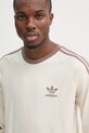 Бавовняний лонгслів adidas Originals 3-Stripes бежевий JN7022