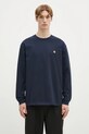 Carhartt WIP longsleeve din bumbac Longsleeve Chase uni bleumarin I026392.2MZXX