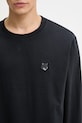 Maison Kitsuné cotton longsleeve top Bold Fox Head Patch Comfort black LM00109KJ0118