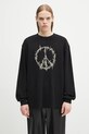 Bavlnená mikina Aries Peace Press Gothic Waffle LS Tee potlač čierna AR6003903
