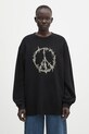 Bavlnená mikina Aries Peace Press Gothic Waffle LS Tee AR6003903 čierna SS25