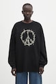 Хлопковая кофта Aries Peace Press Gothic Waffle LS Tee AR6003903 чёрный SS25