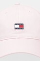Bavlněná baseballová čepice Tommy Jeans AW0AW16986 růžová SS25