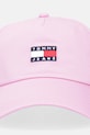 Tommy Jeans czapka z daszkiem bawełniana AW0AW16991 różowy AW25