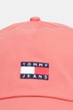 Tommy Jeans шапка с козирка дамска от памук AW0AW16991 оранжев SS26