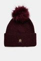 Tommy Hilfiger sapka gyapjú keverékből sima burgundia AW0AW16848