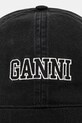 Памучна шапка с козирка GANNI Cap Hat A6300 черен SS25