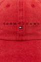 Памучна шапка с козирка Tommy Jeans AM0AM13355 червен SS25