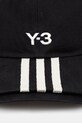 Y-3 șapcă de baseball din bumbac Stripes Double Brim Cap JN7183 negru SS25