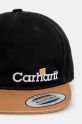 Бавовняна бейсболка Carhartt WIP Label Script Coach Cap I034361.89XX чорний SS25