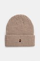 A Bathing Ape căciulă din amestec de lână One point uni bej 1K80281003