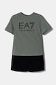 Детский комплект из хлопка EA7 Emporio Armani хлопок зелёный 7B000043.AF10378