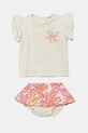 United Colors of Benetton set de bumbac pentru bebeluși cu modele bej 3O7SAK015.W.Seasonal