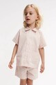 Liewood komplet bawełniany dziecięcy Leona Stripe Set wzorzyste pomarańczowy LW19795