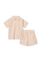 Liewood komplet bawełniany dziecięcy Leona Stripe Set LW19795 pomarańczowy SS25