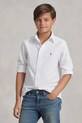 Дитяча бавовняна сорочка Polo Ralph Lauren довгий білий 323677133001