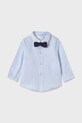 Mayoral Newborn cămașă din bumbac pentru bebeluși lung albastru 1102.1F.Newborn.PPYH