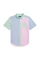 Детская хлопковая рубашка Polo Ralph Lauren 323964691001 голубой SS25