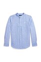 Детская хлопковая рубашка Polo Ralph Lauren 323964594001 голубой SS25