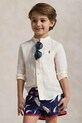 Dětská lněná košile Polo Ralph Lauren len bílá 322964592002
