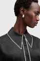 Košeľa s prímesou hodvábu AllSaints CHARLI STITCH W033PB čierna SS25