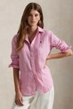 Πουκάμισο από λινό Polo Ralph Lauren κανονικό ροζ 211970691
